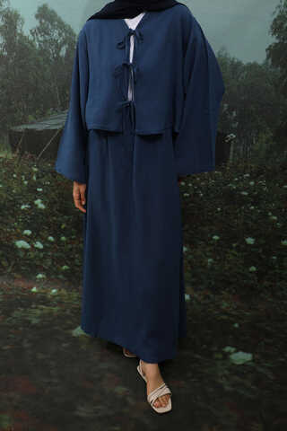 Önden Bağcıklı Etek Takım Lacivert - 1