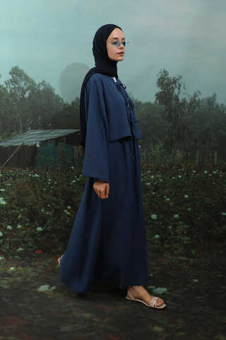 Önden Bağcıklı Etek Takım Lacivert - 4