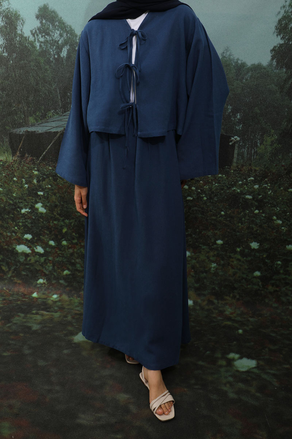 Önden Bağcıklı Etek Takım Lacivert - 1