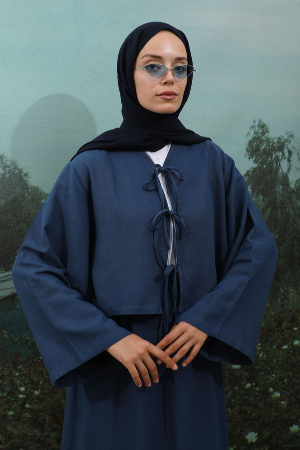 Önden Bağcıklı Etek Takım Lacivert - 6