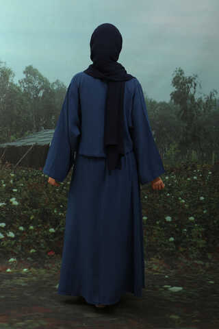 Önden Bağcıklı Etek Takım Lacivert - 7