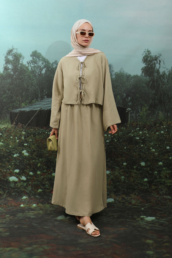 Önden Bağcıklı Etek Takım Mint - 1