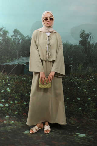 Önden Bağcıklı Etek Takım Mint - 2