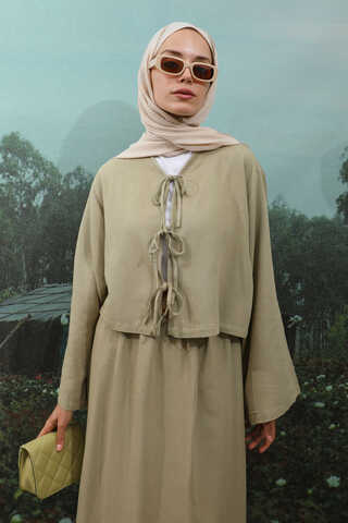 Önden Bağcıklı Etek Takım Mint - 4