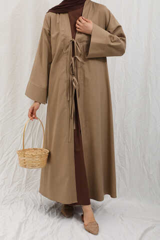 Önden Bağlamalı Abaya Camel - 7