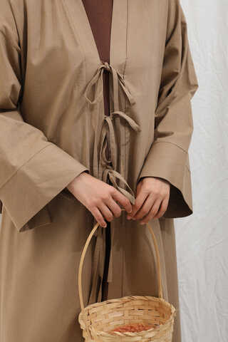 Önden Bağlamalı Abaya Camel - 10