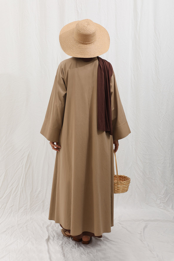 Önden Bağlamalı Abaya Camel - 12