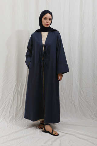 Önden Bağlamalı Abaya Lacivert - 5
