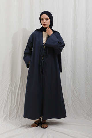 Önden Bağlamalı Abaya Lacivert - 6