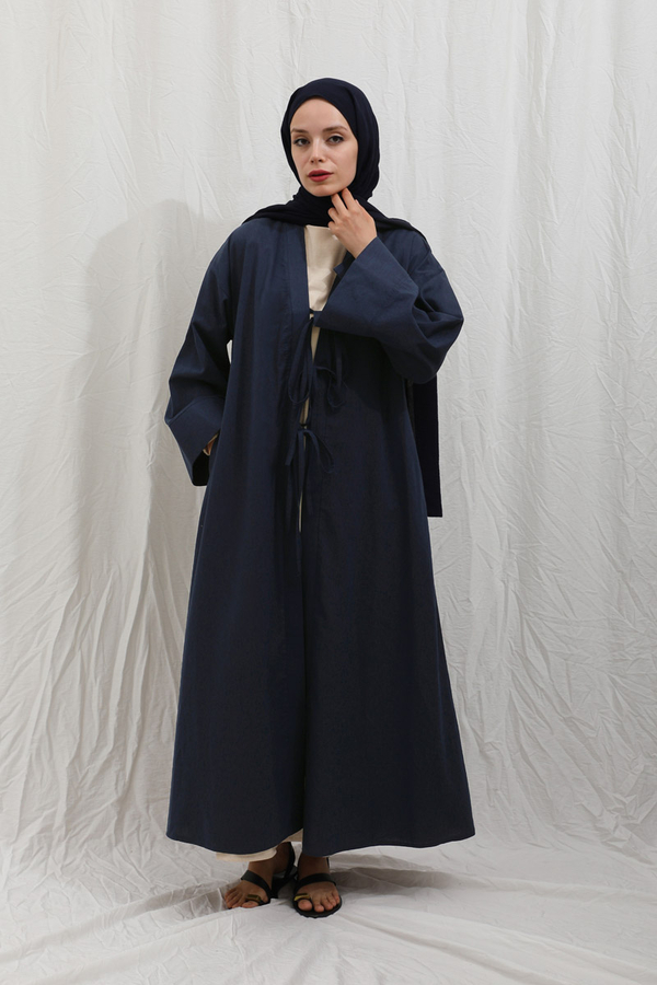 Önden Bağlamalı Abaya Lacivert - 6