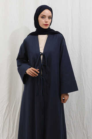 Önden Bağlamalı Abaya Lacivert - 10