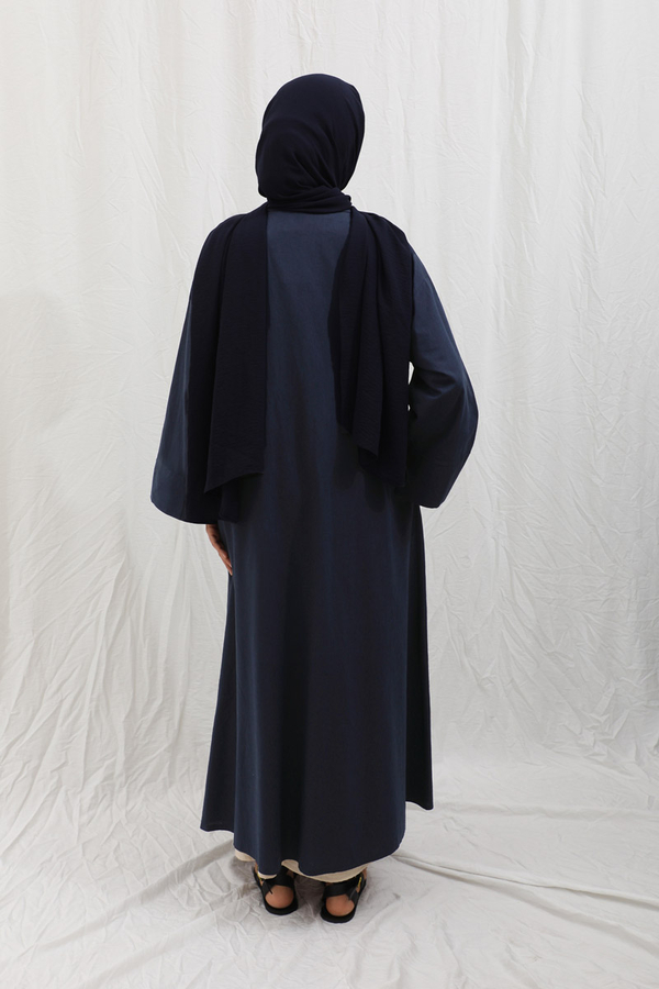 Önden Bağlamalı Abaya Lacivert - 12