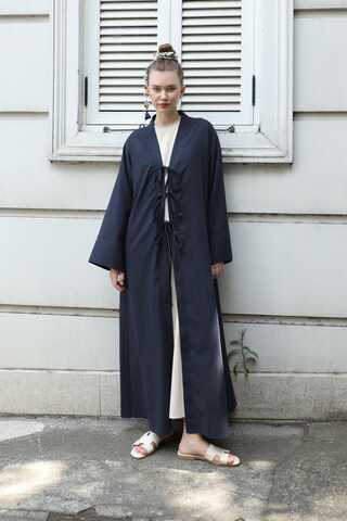 Önden Bağlamalı Abaya Lacivert - 4