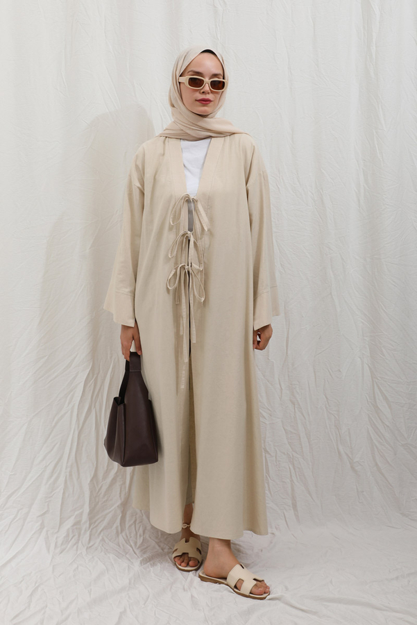 Önden Bağlamalı Abaya Taş - 6