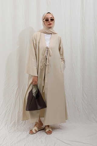 Önden Bağlamalı Abaya Taş - 7