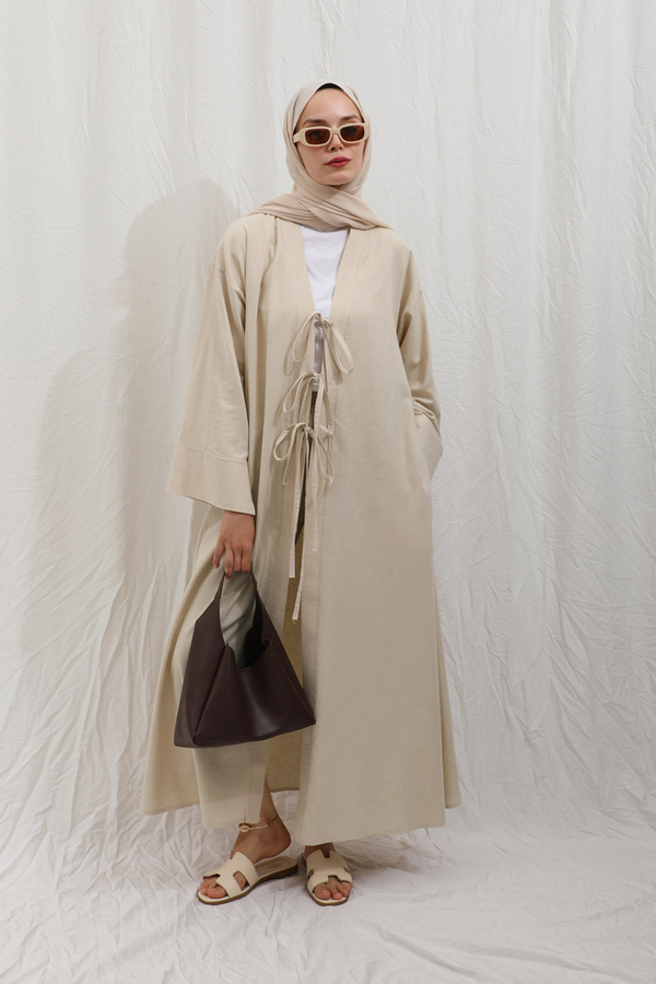 Önden Bağlamalı Abaya Taş - 7