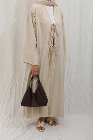 Önden Bağlamalı Abaya Taş - 5