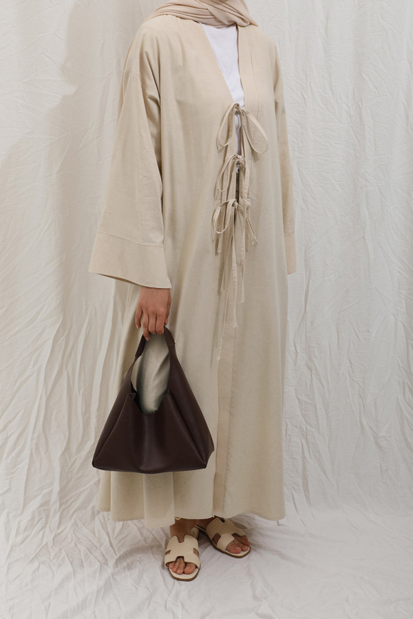 Önden Bağlamalı Abaya Taş - 5