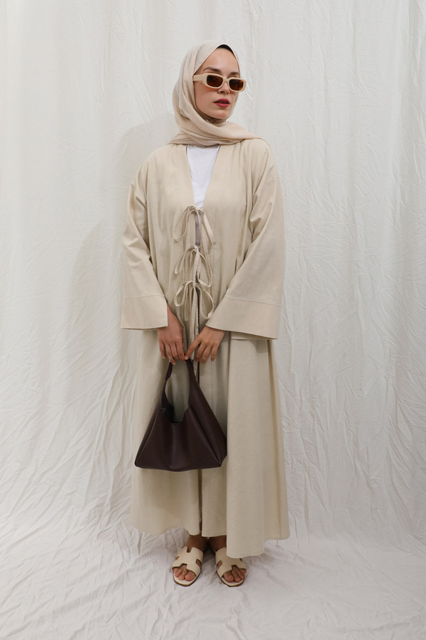 Önden Bağlamalı Abaya Taş - 9