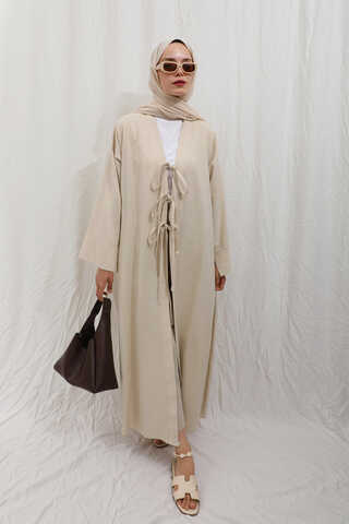 Önden Bağlamalı Abaya Taş - 10