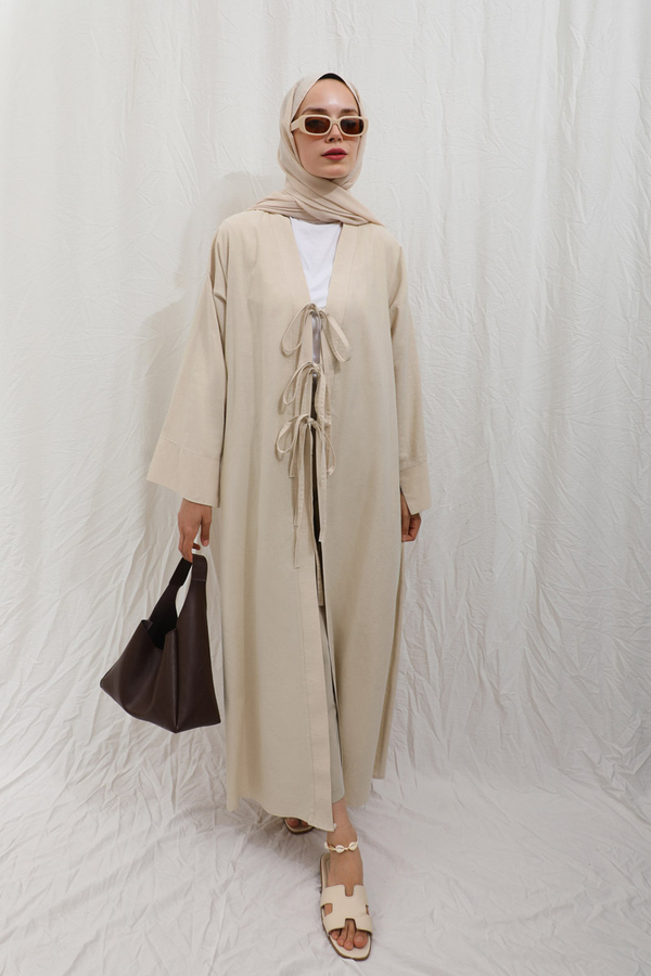 Önden Bağlamalı Abaya Taş - 10