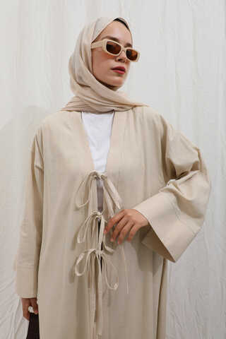 Önden Bağlamalı Abaya Taş - 11
