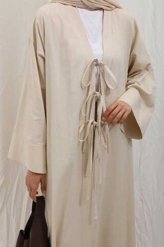 Önden Bağlamalı Abaya Taş - 12