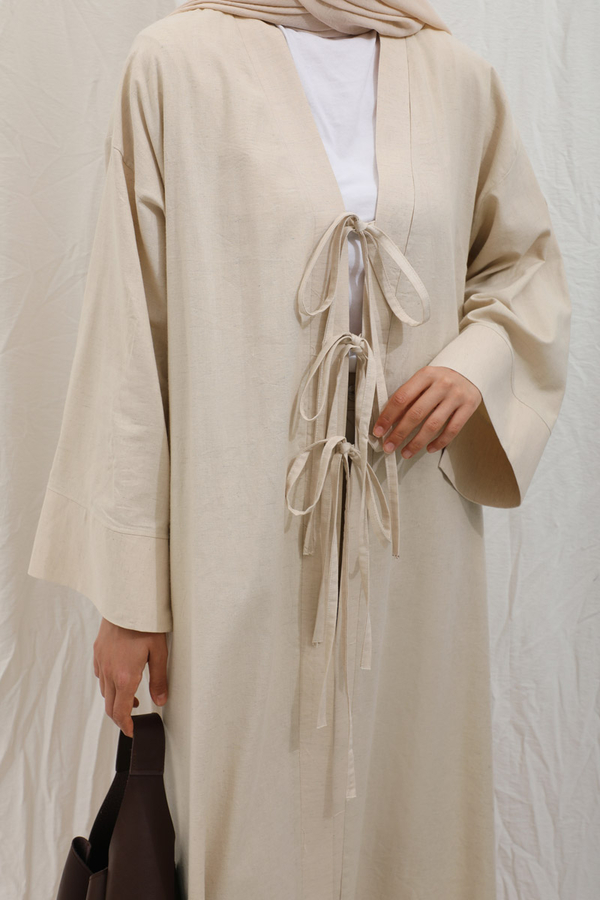Önden Bağlamalı Abaya Taş - 12