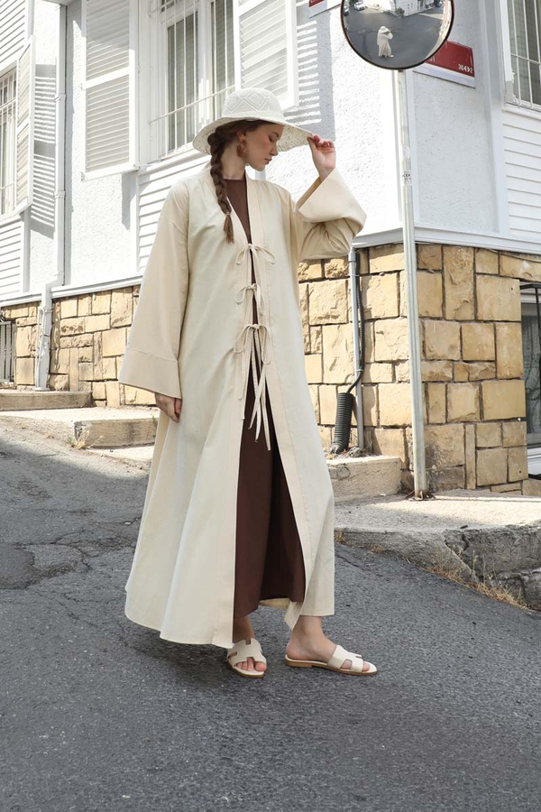 Önden Bağlamalı Abaya Taş - 1