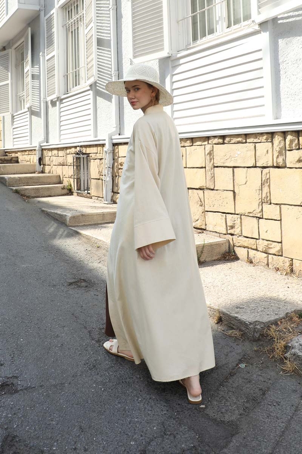 Önden Bağlamalı Abaya Taş - 4