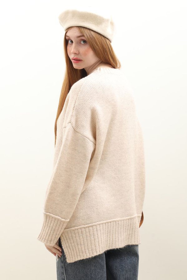 Önden Dikişli Oversize Kazak Taş - 10