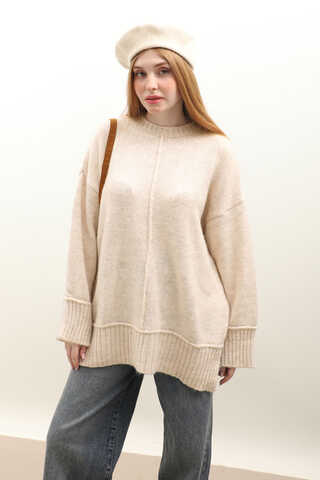 Önden Dikişli Oversize Kazak Taş - 4