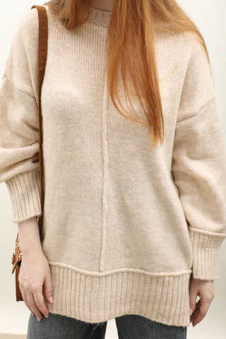 Önden Dikişli Oversize Kazak Taş - 8