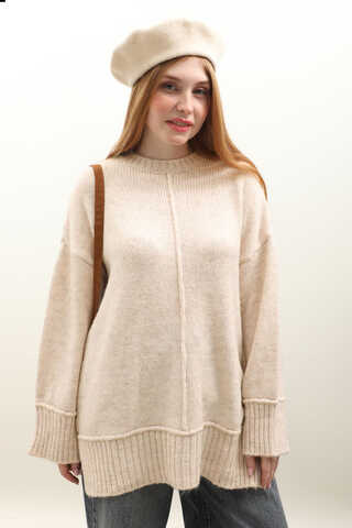 Önden Dikişli Oversize Kazak Taş - 5