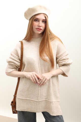 Önden Dikişli Oversize Kazak Taş - 1