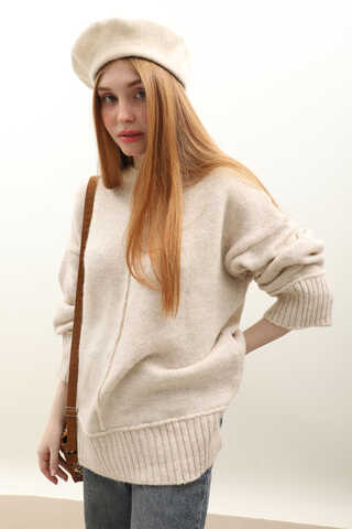 Önden Dikişli Oversize Kazak Taş - 7