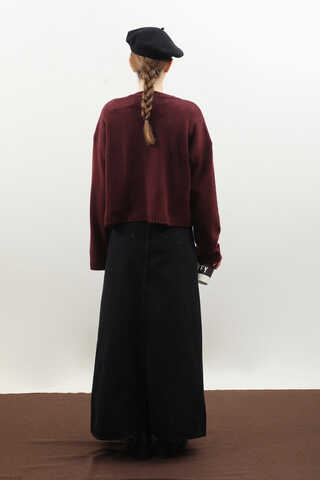 Önü Bağcıklı Hırka Bordo - 10