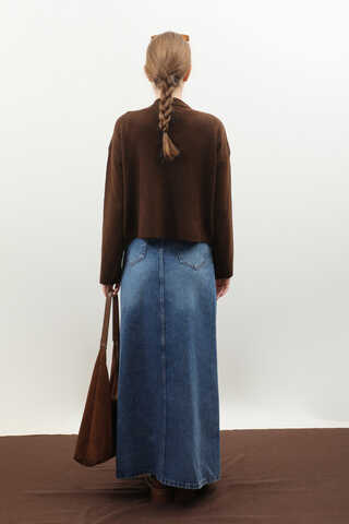 Önü Bağcıklı Hırka Kahverengi - 7