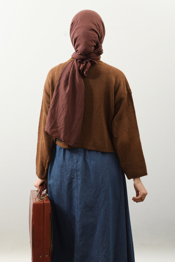 Önü Bağcıklı Hırka Taba - 8