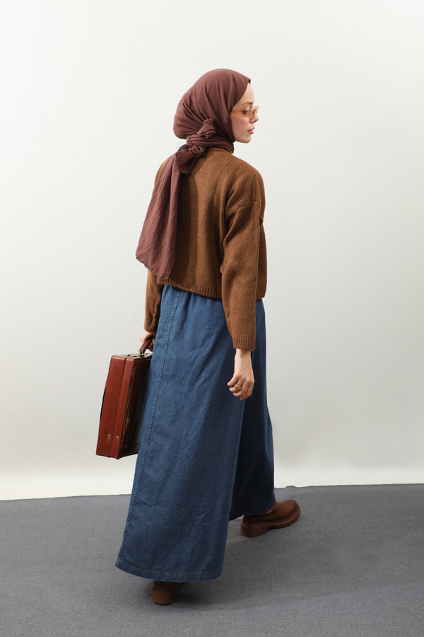 Önü Bağcıklı Hırka Taba - 9