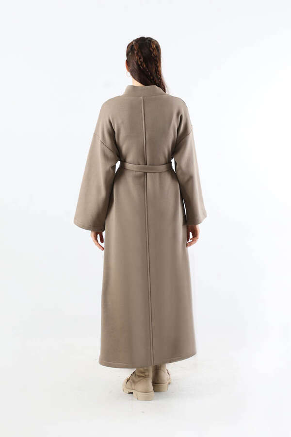 Önü Dikişli Oversize Elbise Toprak - 6