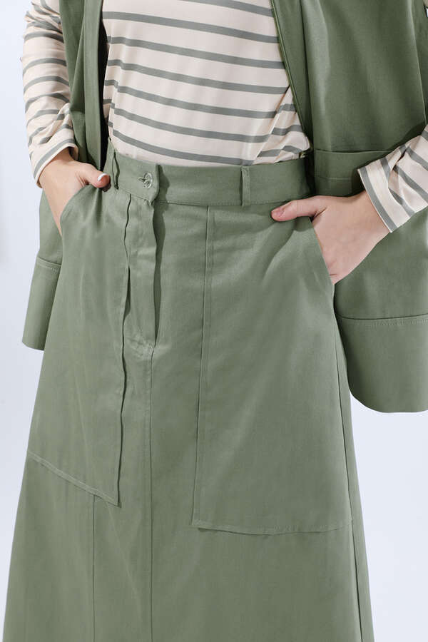 Önü Fermuarlı Yelek Etek Takım Mint - 4