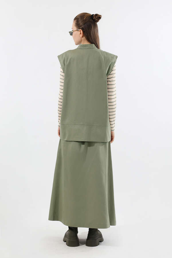 Önü Fermuarlı Yelek Etek Takım Mint - 6