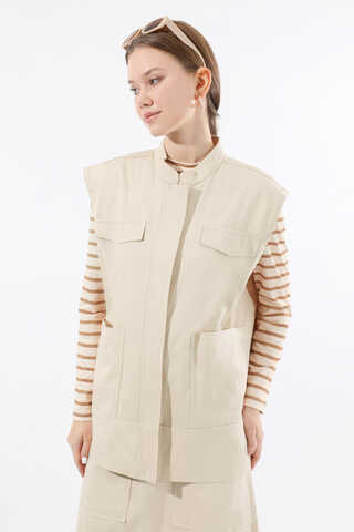 Önü Fermuarlı Yelek Etek Takım Taş - 2