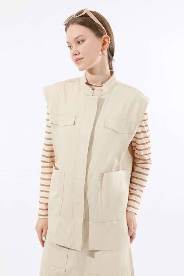 Önü Fermuarlı Yelek Etek Takım Taş - 2