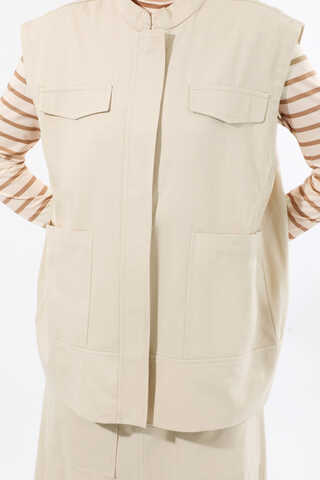 Önü Fermuarlı Yelek Etek Takım Taş - 4