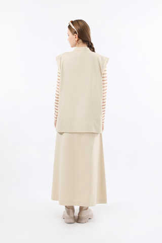 Önü Fermuarlı Yelek Etek Takım Taş - 6