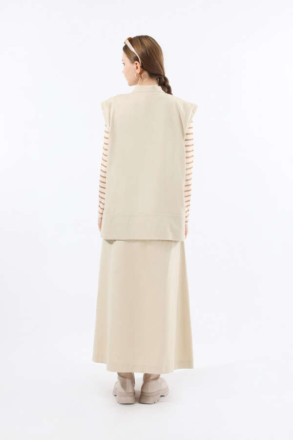 Önü Fermuarlı Yelek Etek Takım Taş - 6