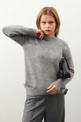 Önü Oval Kısa Kazak Gri - 4