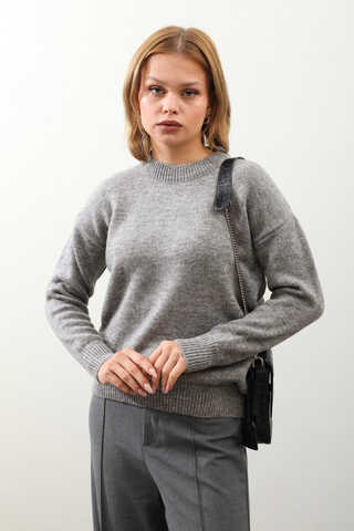 Önü Oval Kısa Kazak Gri - 6